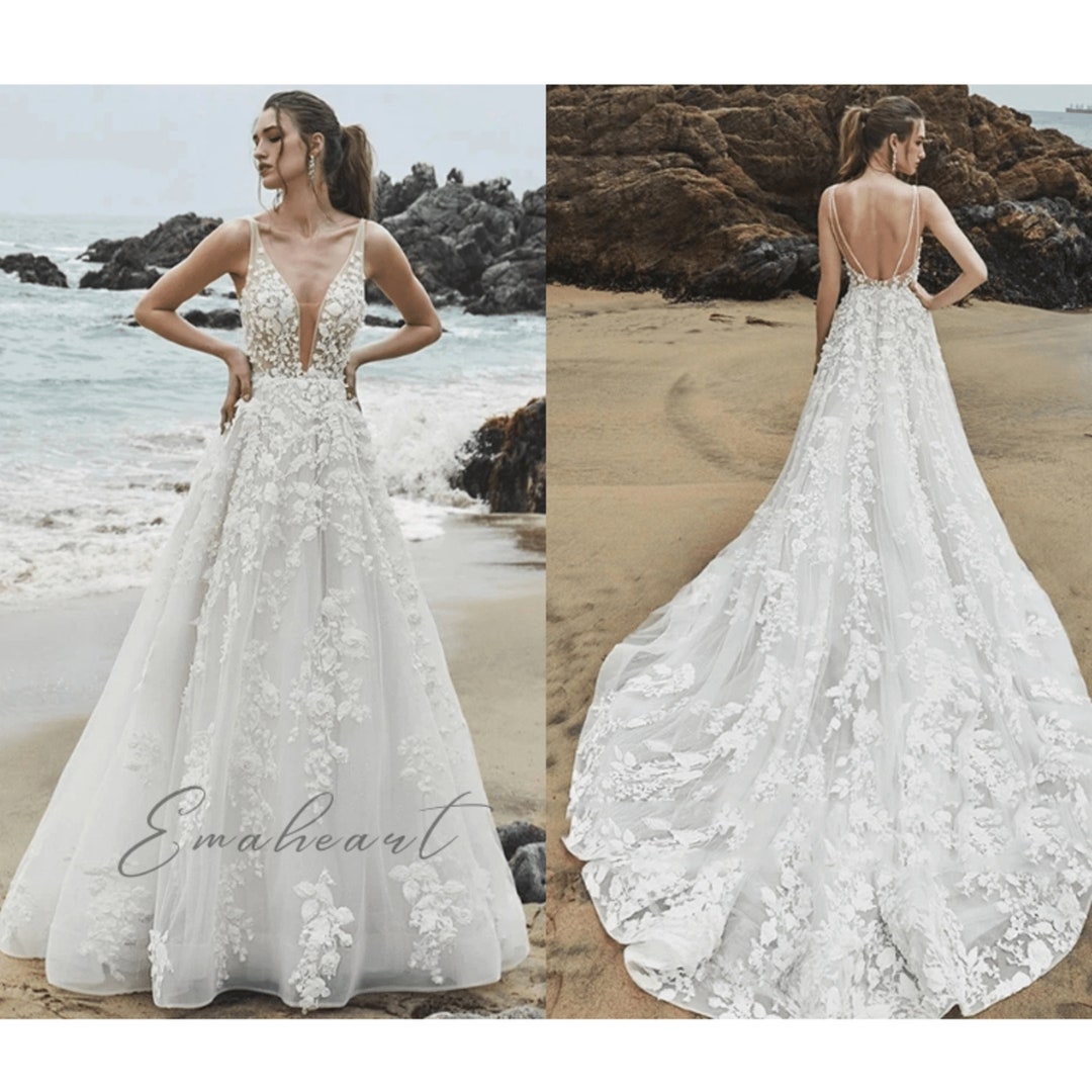 chiffon wedding dress with long sleeves V-Neck Chic A-line Dresses Lace Sweep Tra From Design To Delivery Color:Lemon best maxi dresses