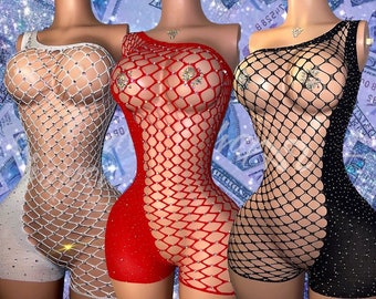 Exotischer Dancewear-Strampler „Holiday“ mit glitzerndem Netzstoff, passend für XS–L