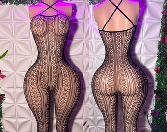 Exotic Dancewear Spitzen-Bodystocking „Mandala Lace“ Netz-Overall, passend für XS-M