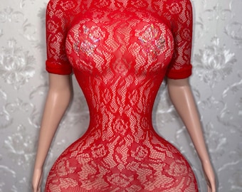 Mono de baile exótico, lencería de rejilla, manga larga, espalda baja “Suriyah”, tallas XS-L