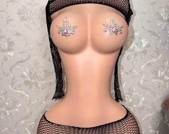 « Ensemble Lex » 2 pièces jupe résille et châle de danse exotique TP-L