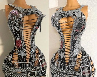 Handmade Exclusive Heavy Metal Dress “Duchess” Goth Core by SD Xotic