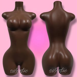 Curvy Female Mannequin Torso: Half Body Coffee Brown, Small Waist