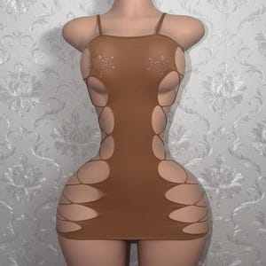 Exotic Dancewear Mini Dress or Romper Sheer Fishnet Women’s Lingerie “Isis” Fits XS-M