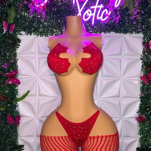 Exotic Dancewear Set 3 Piece with Fishnets. The “Jayda” Stripper Outfits Ravewear Festivalwear and Fishnet Lingerie