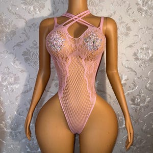 Exotic Dancewear Fishnet “Sultry Vixen” Lace Strappy Bodysuit by SD Xotic Fits XS-XL