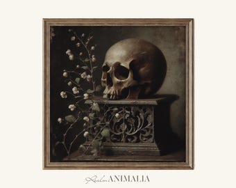 Victorian Gothic Skull Art Print: Dark Academia Halloween Decor (Digital Download) SL003