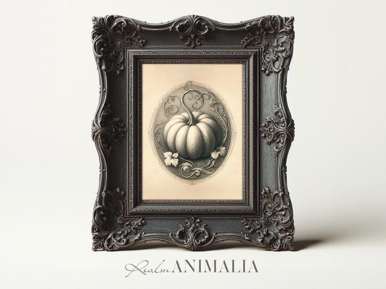 Vintage Pumpkin Sketch, Fall Art Print, Botanical Wall Art, Printable