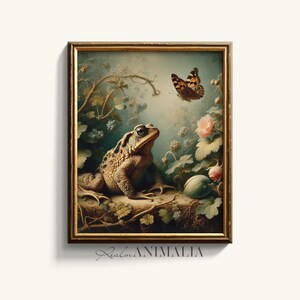 Toad and Butterfly Print, Vintage Nature Wall Art, Nursery Room Animal Decor (Digital Download) image 6