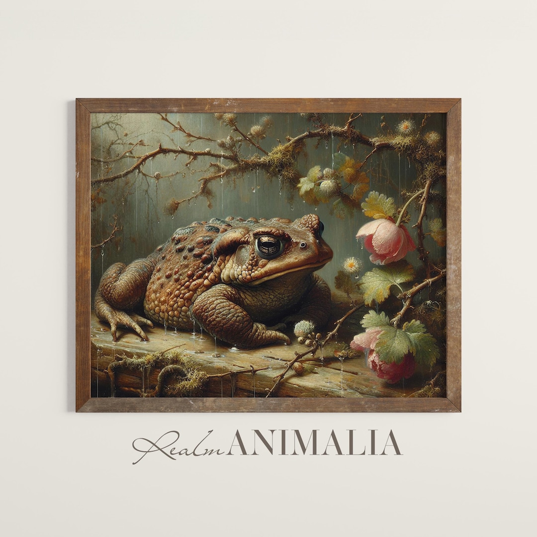 Toad in Rain Print | Printable Cottagecore Animal Wall Art | Vintage ...