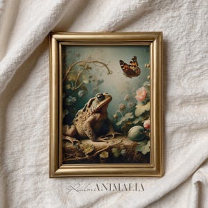 Toad and Butterfly Print, Vintage Nature Wall Art, Nursery Room Animal Decor (Digital Download) image 7