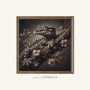 Leopard Gecko Lizard Art Print: Cottagecore Reptile Wall Decor (Digital Download) LG001