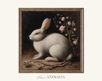 Vintage Bunny Art Print: Moody Cottagecore Easter Decor (Digital Download) BR020