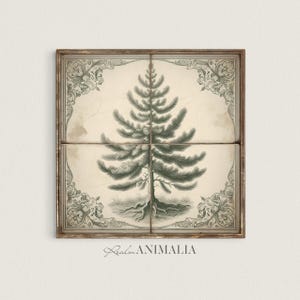 Vintage Christmas Pine Tree Print: Botanical Winter Wall Art (Digital Download)