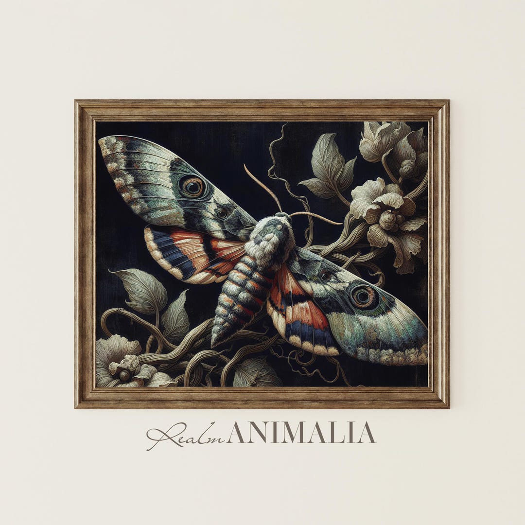 Moth Print, Botanical Wall Art, Dark Academia Decor - Etsy