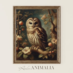 Vintage Owl Print, Antique Bird Printable Wall Art, Rustic Nature Scene Fine Art, Vintage Wildlife Animal Painting, Digital Download | OW012