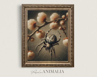 Orb Weaver Spider Art Print, Cottagecore Nature (Digital Download)