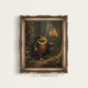 Vintage Moody Storybook Toad Painting, Printable Fairytale Wall Art, Whimsical Fantasy Art Print, Children's Book Animal Illustration |TD028