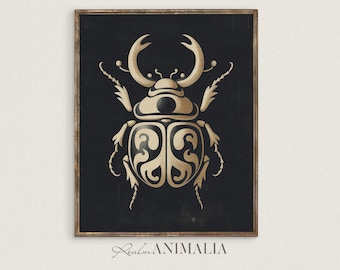 Beetle Art Print: Dark Cottagecore Insect Illustration (Digital Download