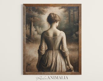 Vintage Woman in Woods Print, Antique Female Portrait (Digital Download)