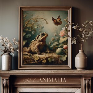 Toad and Butterfly Print, Vintage Nature Wall Art, Nursery Room Animal Decor (Digital Download) image 12