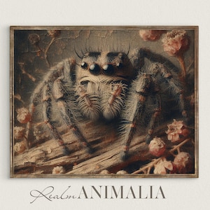Jumping Spider Painting | PRINTABLE Jumping Spider Portrait Wall Art Decor | Cottagecore Jumping Spider Digital Download Art Print | SD001