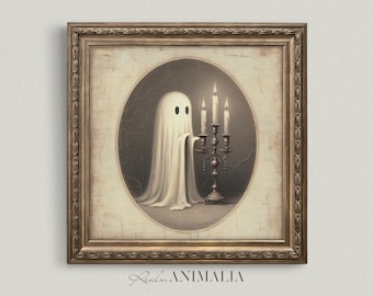 Ghost with Candelabra Art Print: Spooky Whimsical Fall Decor (Digital Download)