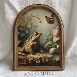 Toad and Butterfly Print, Vintage Nature Wall Art, Nursery Room Animal Decor (Digital Download) image 8