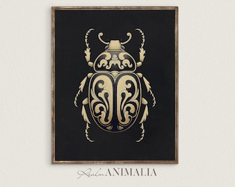 Beetle Illustration Art Print: Dark Cottagecore Entomology (Digital Download
