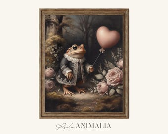 Valentine's Toad Art Print: Whimsical Animal Storybook Painting (Digital Download)
