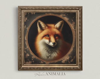 Vintage Fox Portrait, Dark Cottagecore Animal Art (Digital Download)