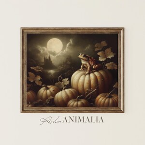 Vintage Halloween Toad Print: Moonlit Pumpkin Scenery (Digital Download) TD038