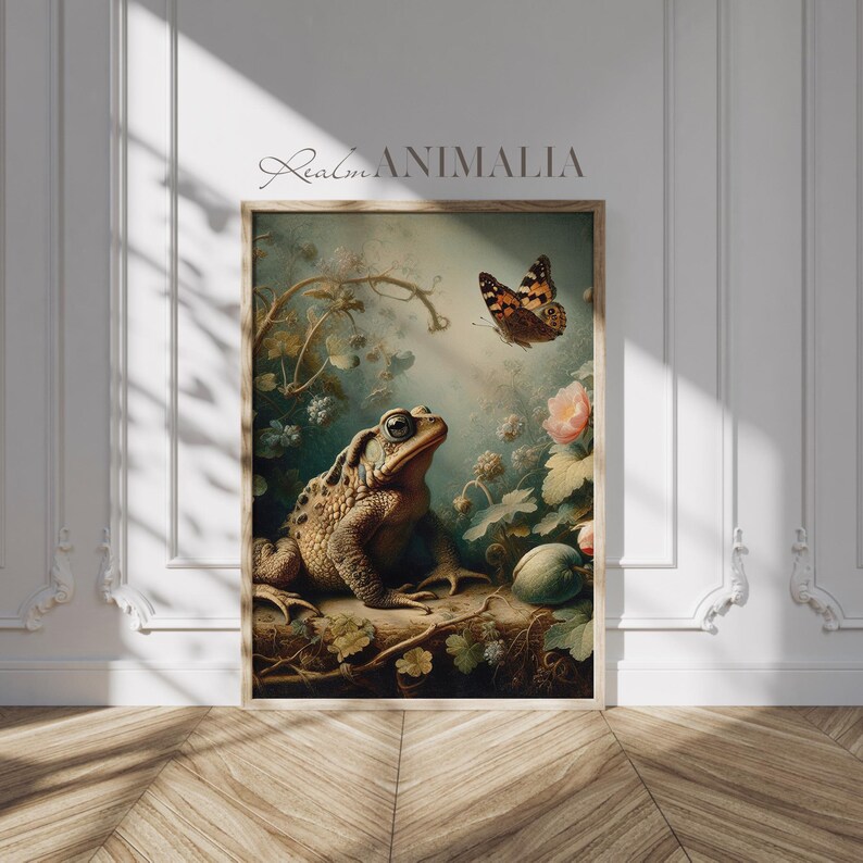 Toad and Butterfly Print, Vintage Nature Wall Art, Nursery Room Animal Decor (Digital Download) image 13