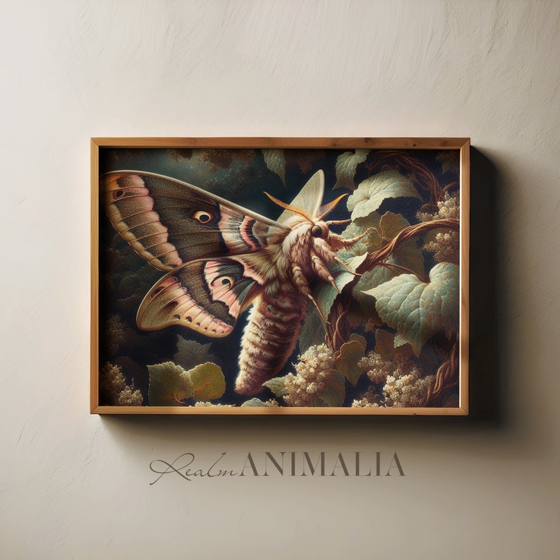 Botanical Moth Print Vintage Printable Cottagecore Insect Painting