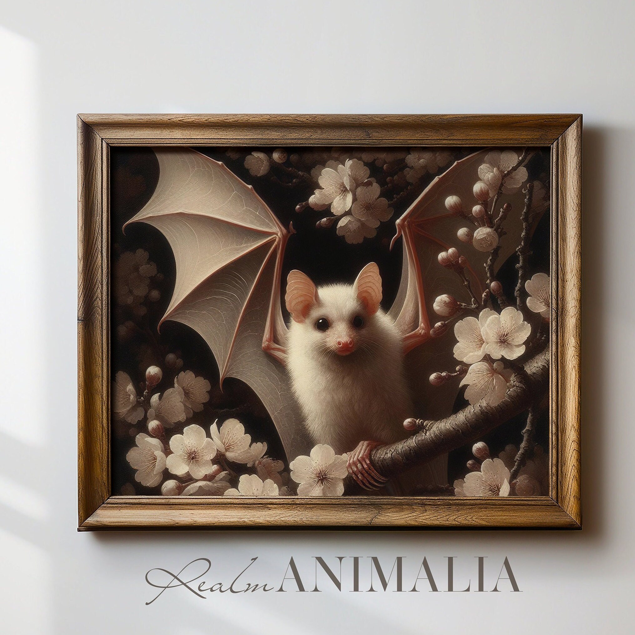 Albino Bat Art Print, Whimsical Animal Wall Decor, Dark Academia Home ...