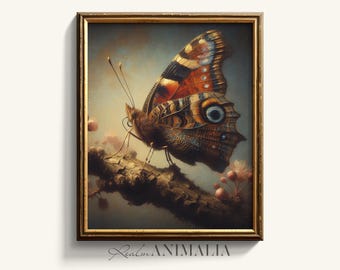 Vintage Butterfly Print, Rustic Cottagecore Wall Art (Digital Download)