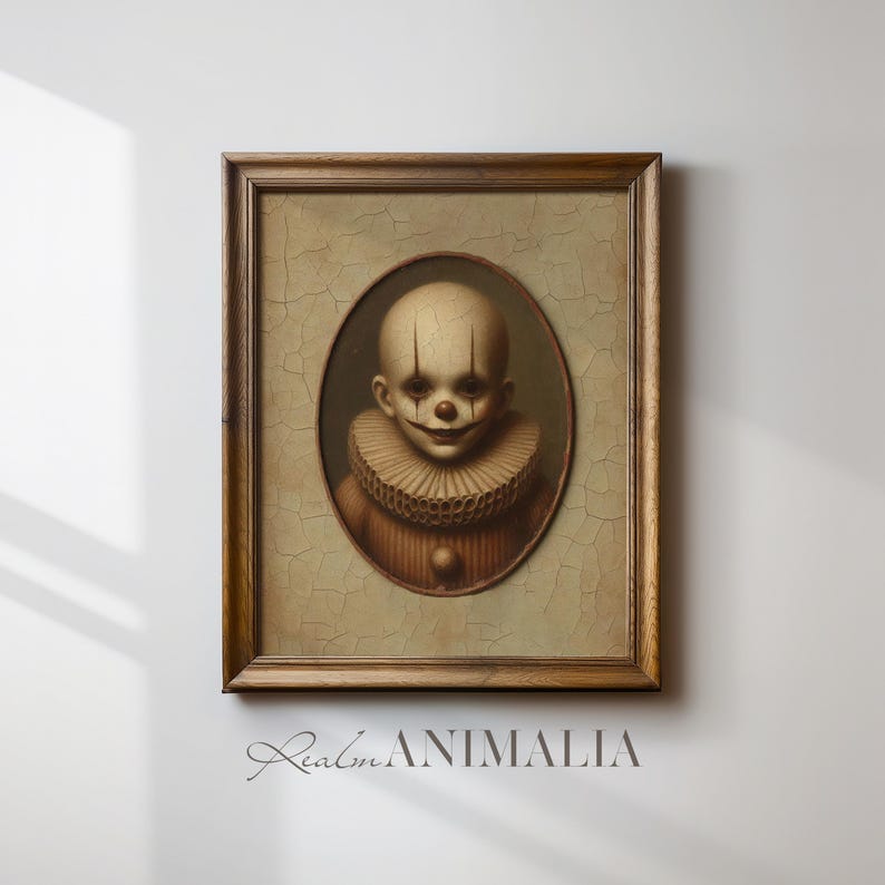 Creepy Clown Portrait: Vintage Horror Circus Art Print (digital ...