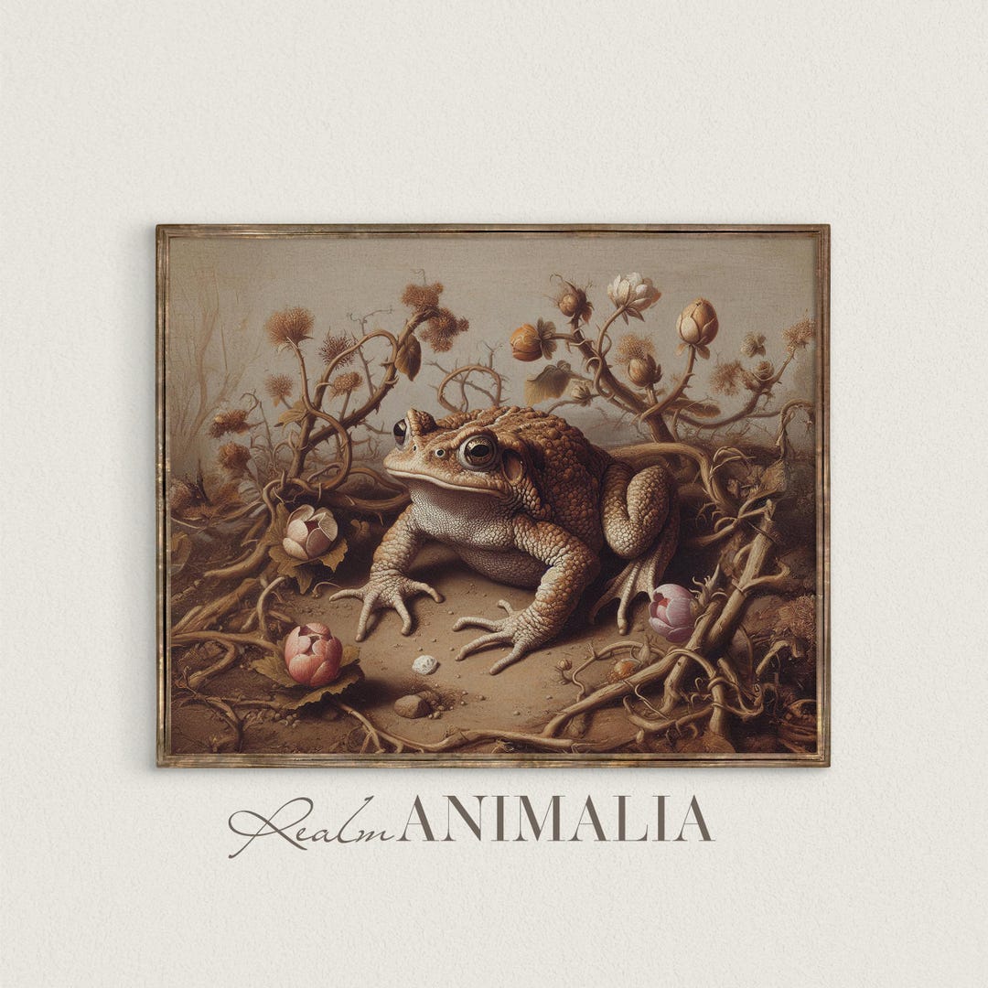 Vintage Botanical Toad Print, Neutral Cottagecore Nursery Art (digital ...