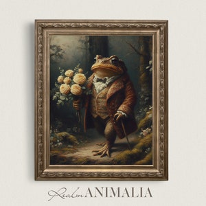 Vintage Storybook Toad Painting, Printable Moody Fairytale Wall Art, Whimsical Fantasy Art Print, Children&#39;s Book Animal Illustration |TD012