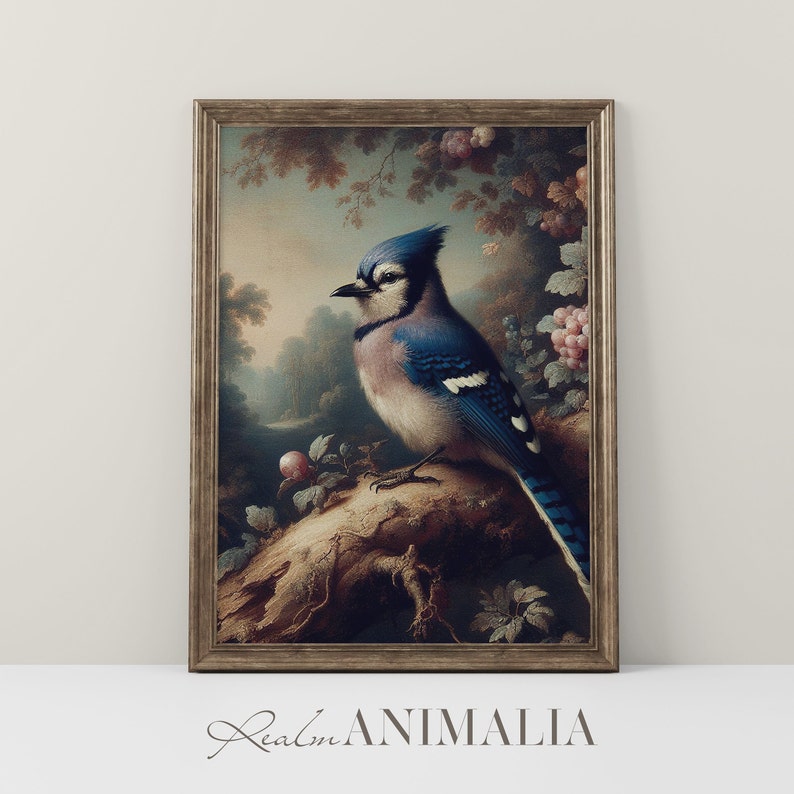 Vintage Blue Jay Bird Art Print, Antique Songbird Painting (digital ...