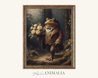 Vintage Storybook Toad Painting, Printable Moody Fairytale Wall Art, Whimsical Fantasy Art Print, Children's Book Animal Illustration |TD012