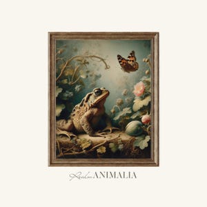 Toad and Butterfly Print, Vintage Nature Wall Art, Nursery Room Animal Decor (Digital Download) image 11