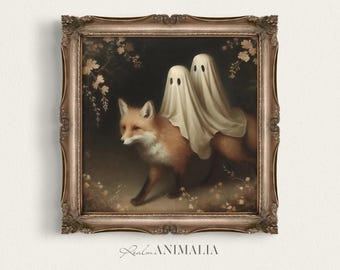 Vintage Halloween Art Print: Ghosts Riding Fox (Digital Download) GH130