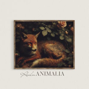 Vintage Fox Art Print, Antique Animal Painting (Digital Download)