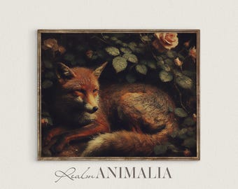 Vintage Fox Art Print, Antique Animal Painting (Digital Download)