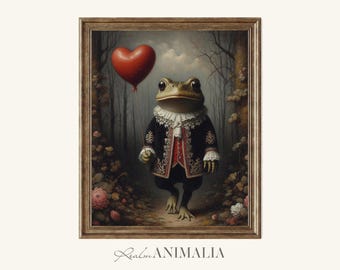 Valentine's Day Toad Art Print: Whimsical Fairytale Painting (Digital Download) V003