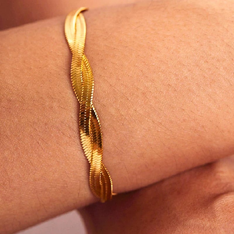 18K Braided Herringbone Bracelet main image 1