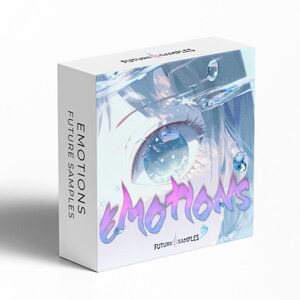May include: A white box featuring an anime-style eye with the word "EMOTIONS" in a purple and blue gradient. The text "FUTURE SAMPLES" is printed on the box.