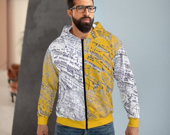 MATH EQUATION Unisex Zip Hoodie (AOP) | Math | Math Art | Gift | Math Equation | Qtr/Half Yellow