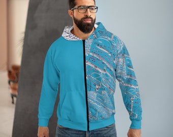 Sweat à capuche zippé unisexe MATH EQUATION (AOP) | Mathématiques | Trimestre Demi turquoise